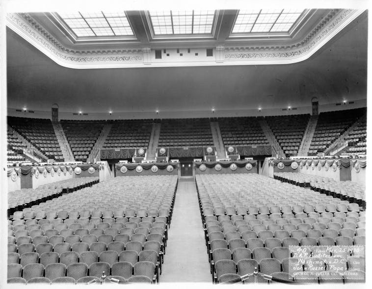Original construction: View from stage, DAR Constitution Hall, in Washington, D.C., circa 1930