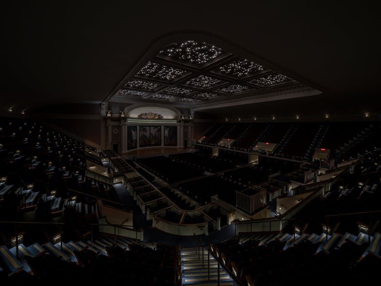 The re-created laylight can create the effect of a star-filled evening sky, DAR Constitution Hall