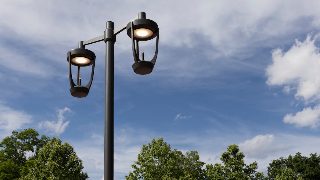 Northport area light with double luminaire, Landscape Forms with Robert A.M. Stern Architects